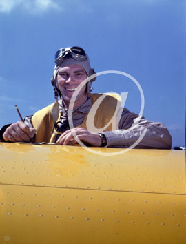 inconnu() Seconde guerre mondiale US Navy en couleurs - Srie 80-GK- : Aviateur  bord de son biplan jaune d